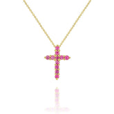 Pink Sapphire Cross Necklace - Dracakis Jewellers